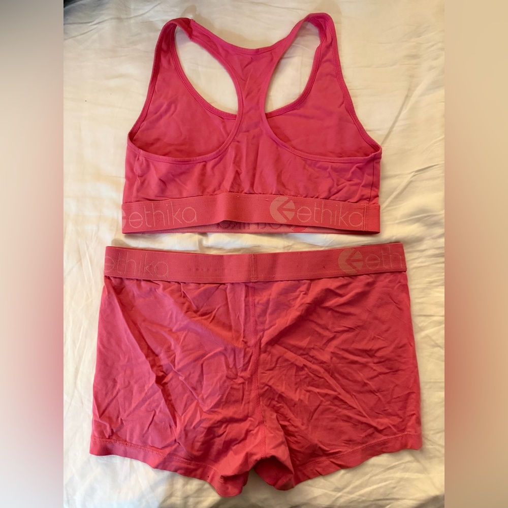 Ethika Pink Floral - Activewear Set - Womens - Bra - Shorts - Large